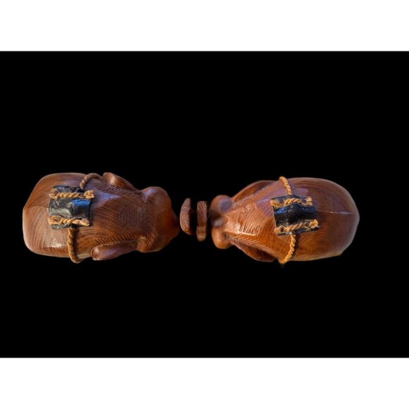 VINTAGE Artisan Carved WOOD Elephant Bookends - Picture 3 of 16